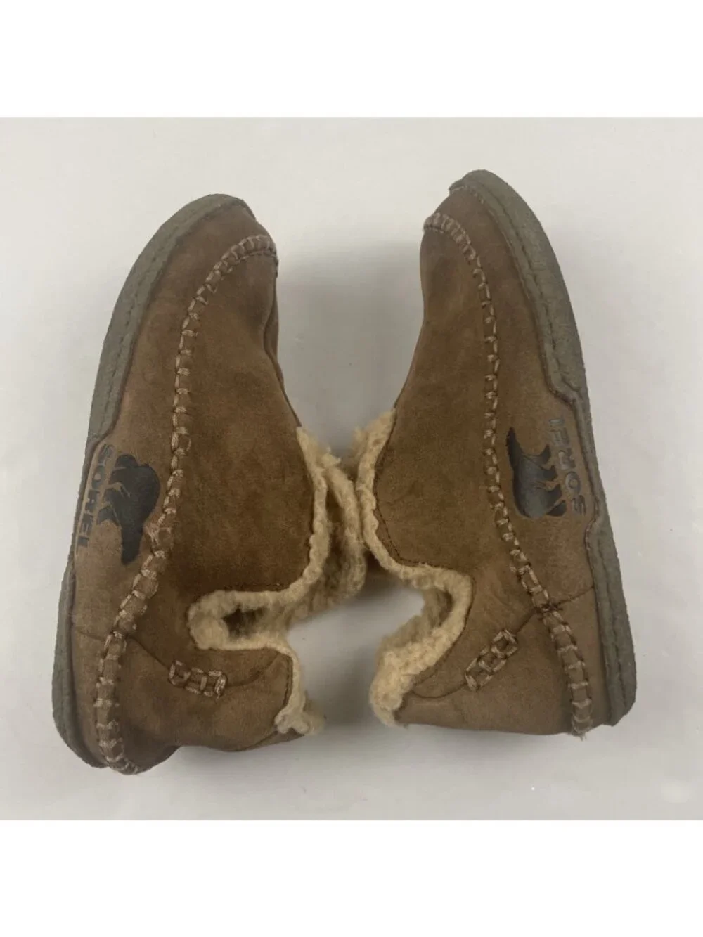 Sorel Manawan II Suede Moccasin Slippers Men’s 7 Sherpa Lined Brown Comfort